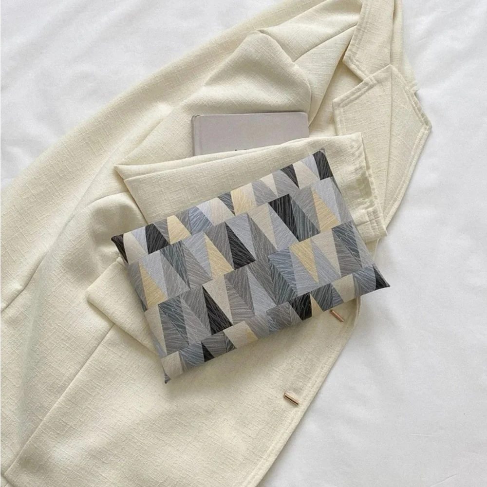 Colorblock Geometric Pattern Contrast Binding Square Bag - Picture 2 of 2
